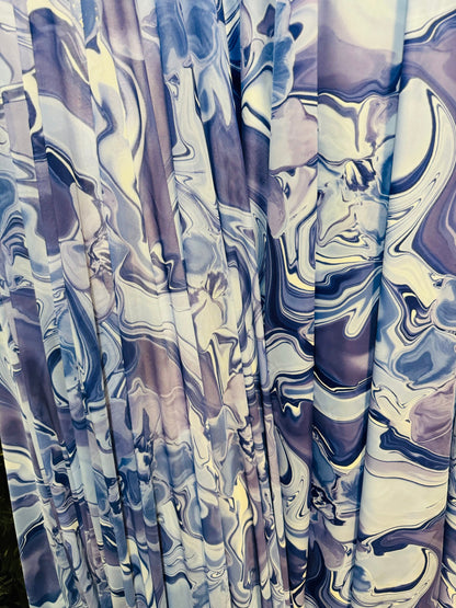 New Lava Abstract design Lavender/Blue nylon spandex and power mesh 4-way stretch 58/60” High quality fabrics by AlexLAFabrics