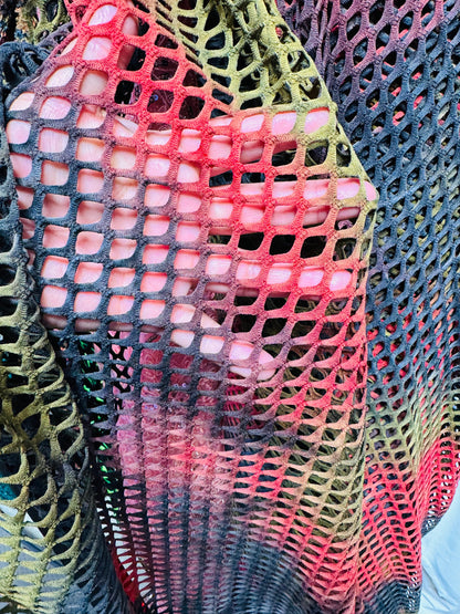 New tie dye fishnet 4-way spandex 58/60” High quality fabrics by AlexLAFabrics