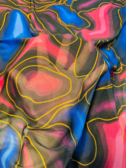 New abstract design print on great quality of power mesh 4-way stretch 58/60” High quality fabrics by AlexLAFabrics