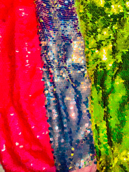 Deluxe Paillette sequins design embroidered on stretch power mesh 4-way stretch Neon colors 55/57” High quality fabrics by EthanLASpandex