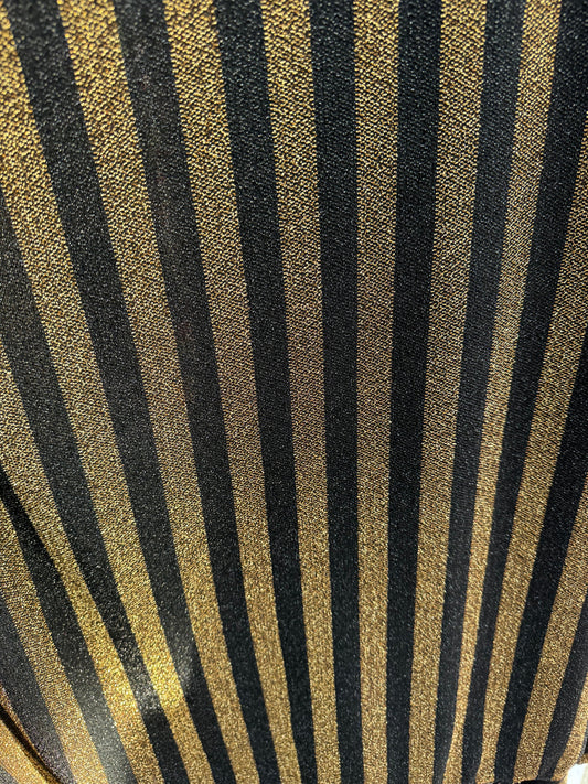 New metallic stripes design black/gold 2-way stretch 58/60” Sold by the YD.