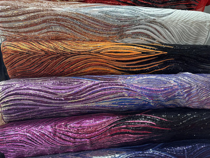 Luxury Paris sequins design cosmic sequins embroidered on power mesh 4-way stretch 55/60” Luxury fabrics by AlexLAFabrics