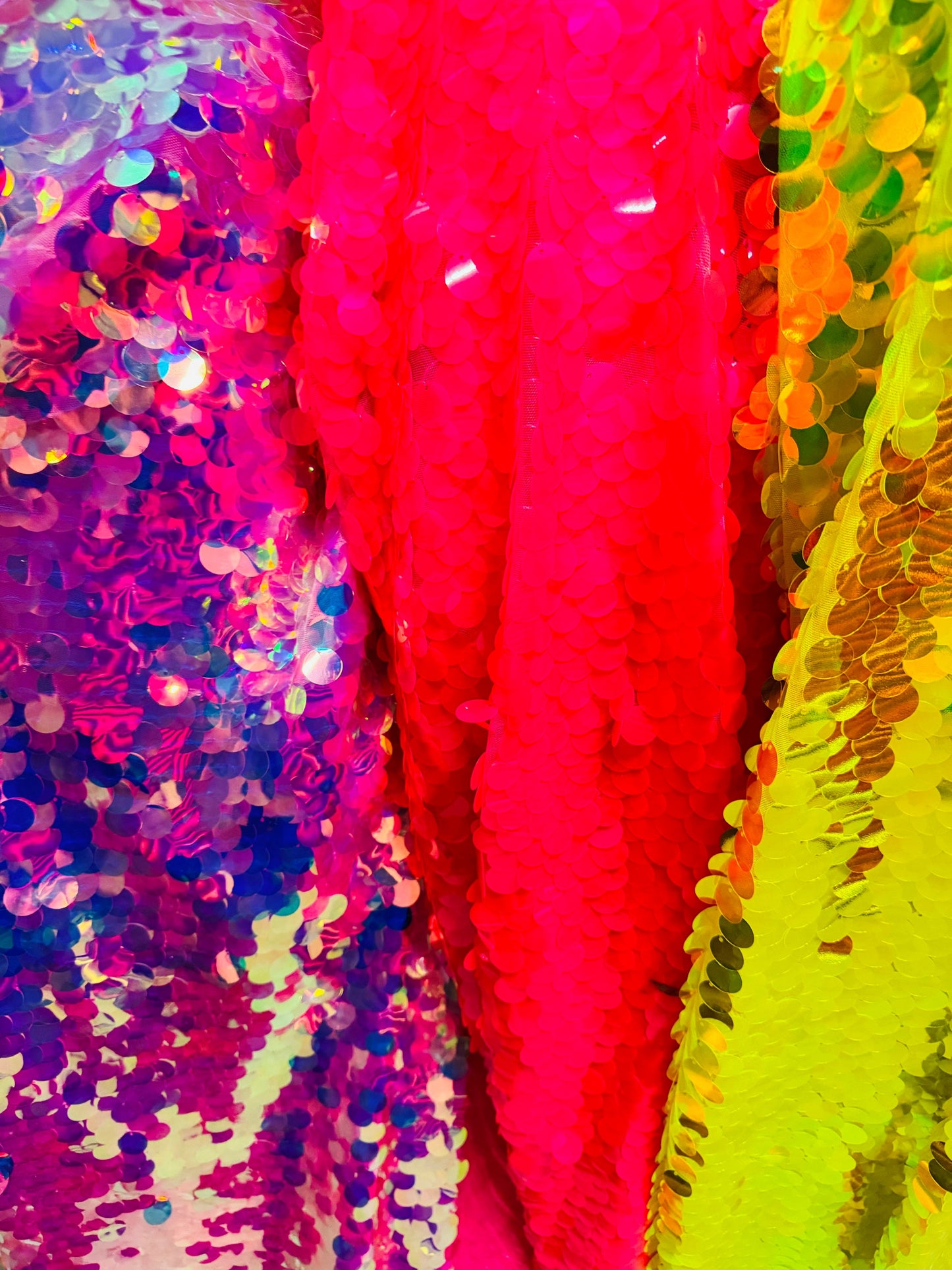 Deluxe Paillette Iridescent sequins Neon colors embroidered on stretch mesh 2-way stretch 55/57” High quality fabrics by AlexLAFabrics