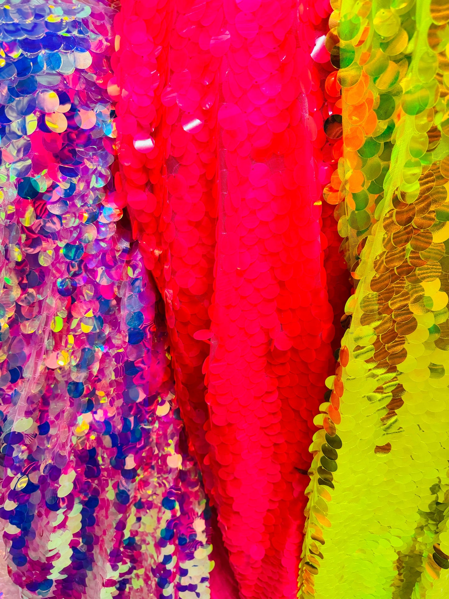 Deluxe Paillette Iridescent sequins Neon colors embroidered on stretch mesh 2-way stretch 55/57” High quality fabrics by AlexLAFabrics