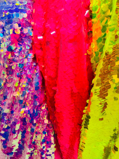 Deluxe Paillette Iridescent sequins Neon colors embroidered on stretch mesh 2-way stretch 55/57” High quality fabrics by AlexLAFabrics