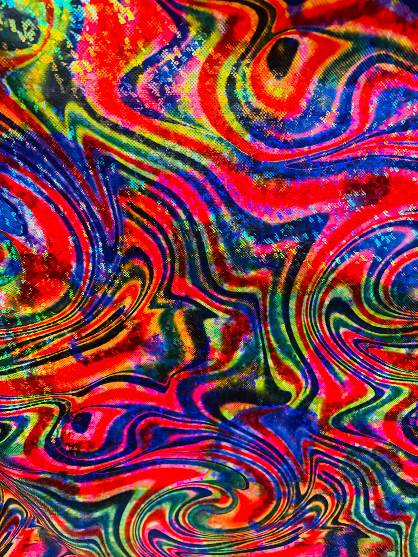 New Modern swirl abstract design on metallic shattered glass nylon spandex 4-way stretch 58/60” High quality fabrics by AlexLAFabrics