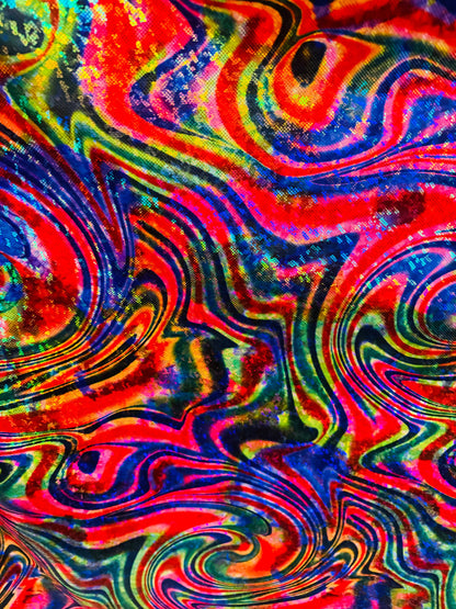 New Modern swirl abstract design on metallic shattered glass nylon spandex 4-way stretch 58/60” High quality fabrics by AlexLAFabrics