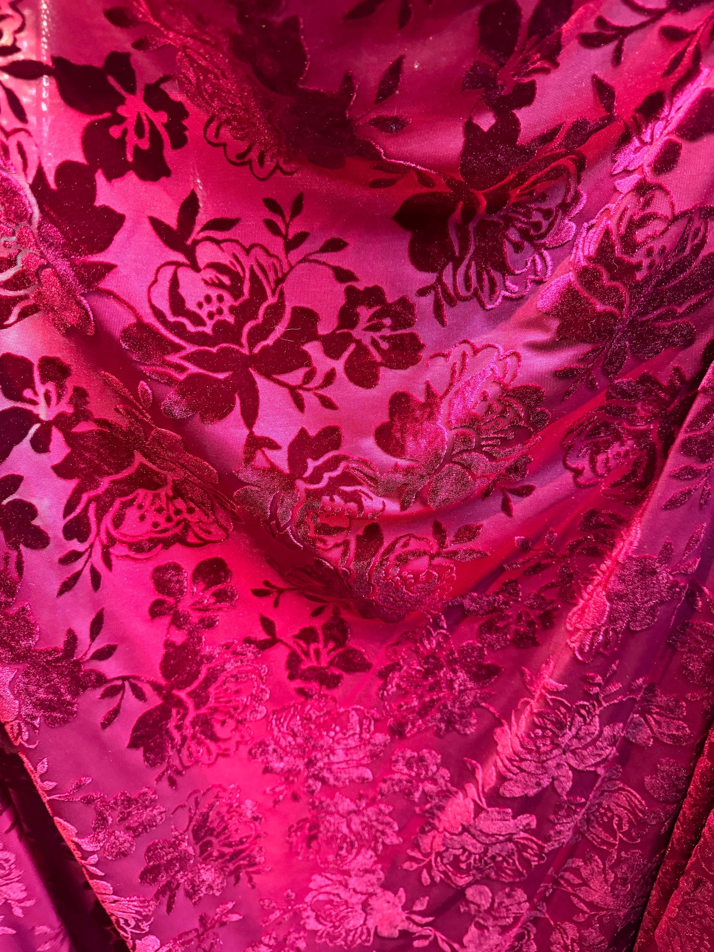 Deluxe burnout flower design 4-way stretch velvet 58/60” High quality fabrics by AlexLAFabrics