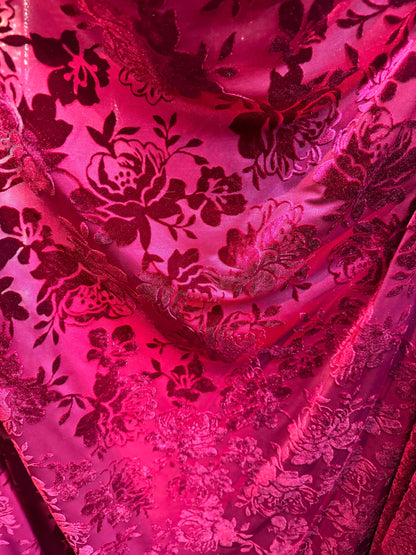 Deluxe burnout flower design 4-way stretch velvet 58/60” High quality fabrics by AlexLAFabrics