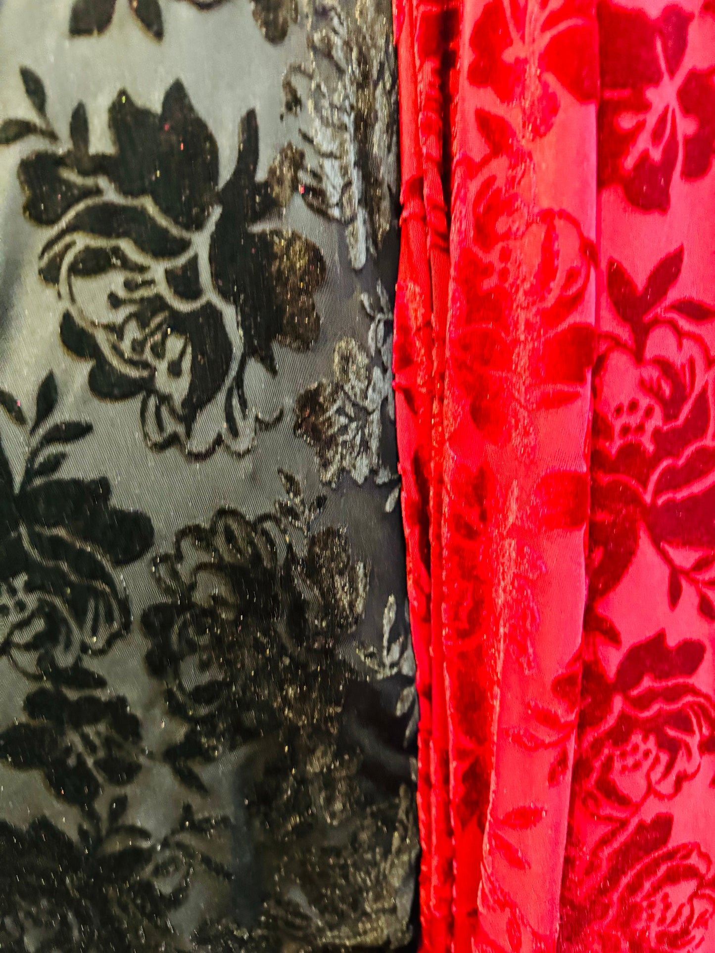 Deluxe burnout flower design 4-way stretch velvet 58/60” High quality fabrics by AlexLAFabrics