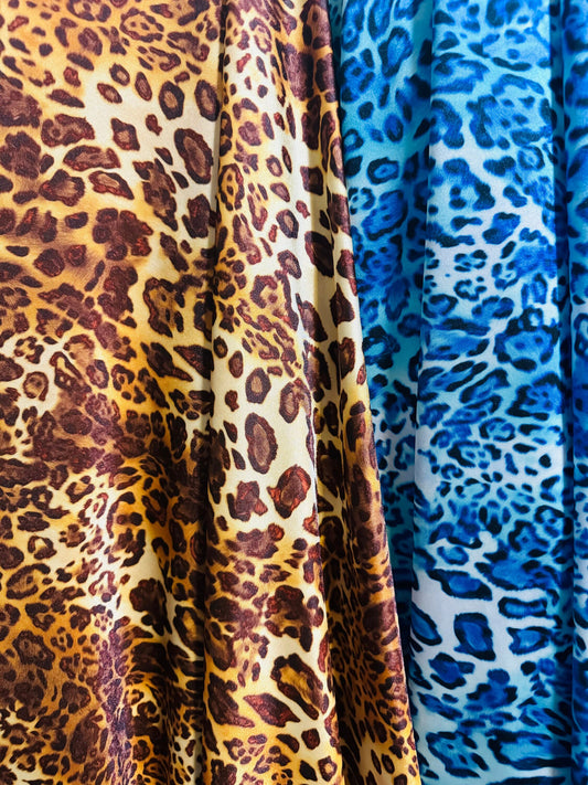 Exotic Leopard design print on great quality of nylon spandex 4-way stretch 58/60”