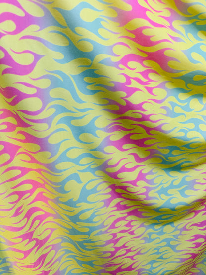 New Flames design Multi Pastel colors print on great quality of poly spandex 4-way stretch 58/60”