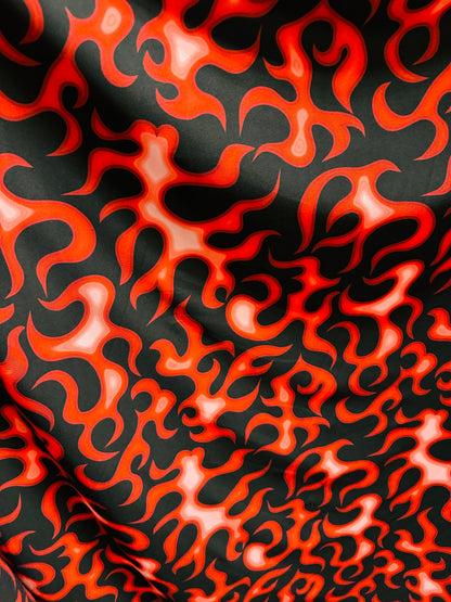 New Flames abstract design Black/Red print on great quality of nylon spandex 4-way stretch 58/60”