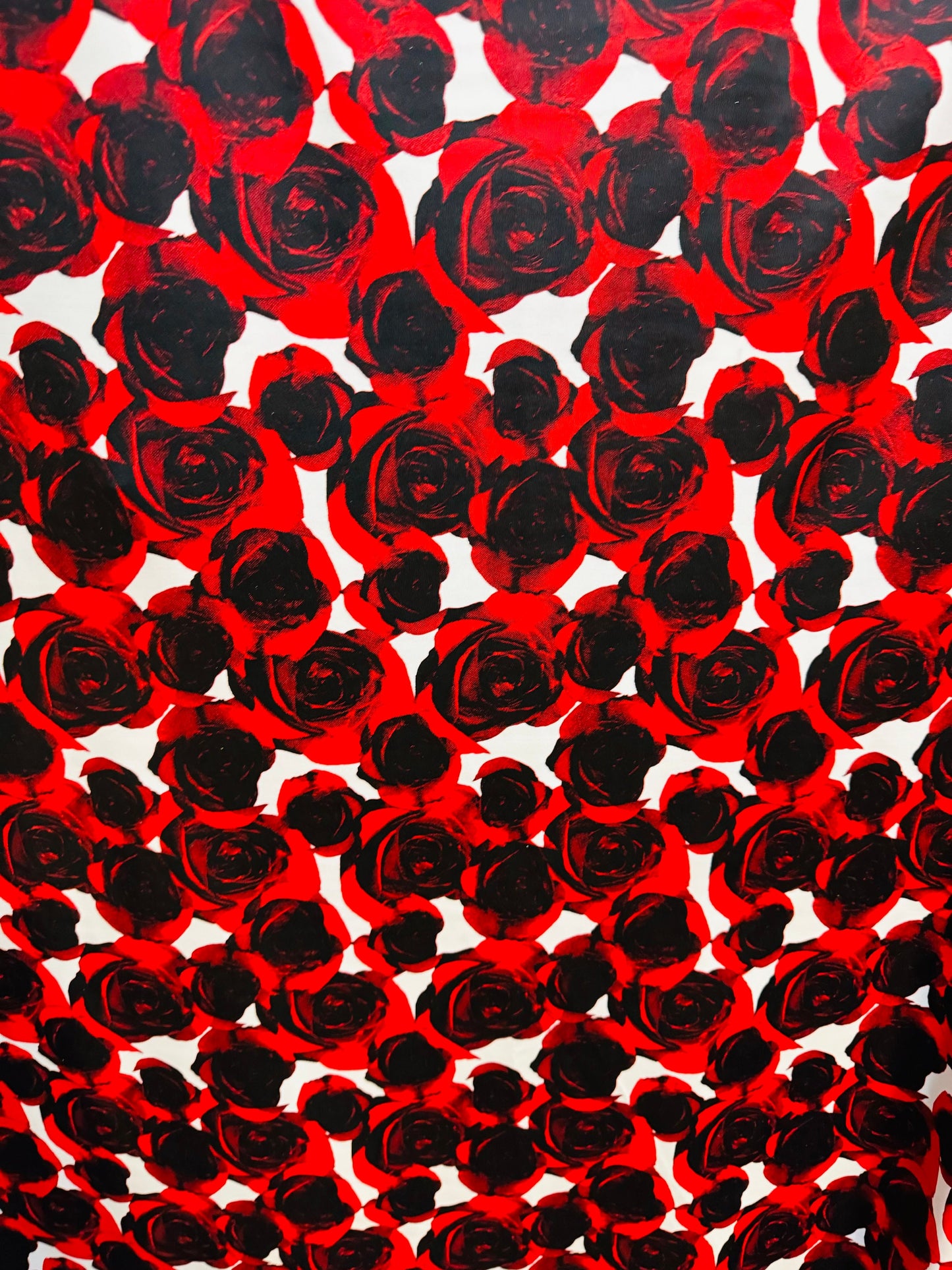 Romantic Roses design Red/White print on best quality of nylon spandex 4-way stretch 58/60”