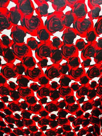 Romantic Roses design Red/White print on best quality of nylon spandex 4-way stretch 58/60”