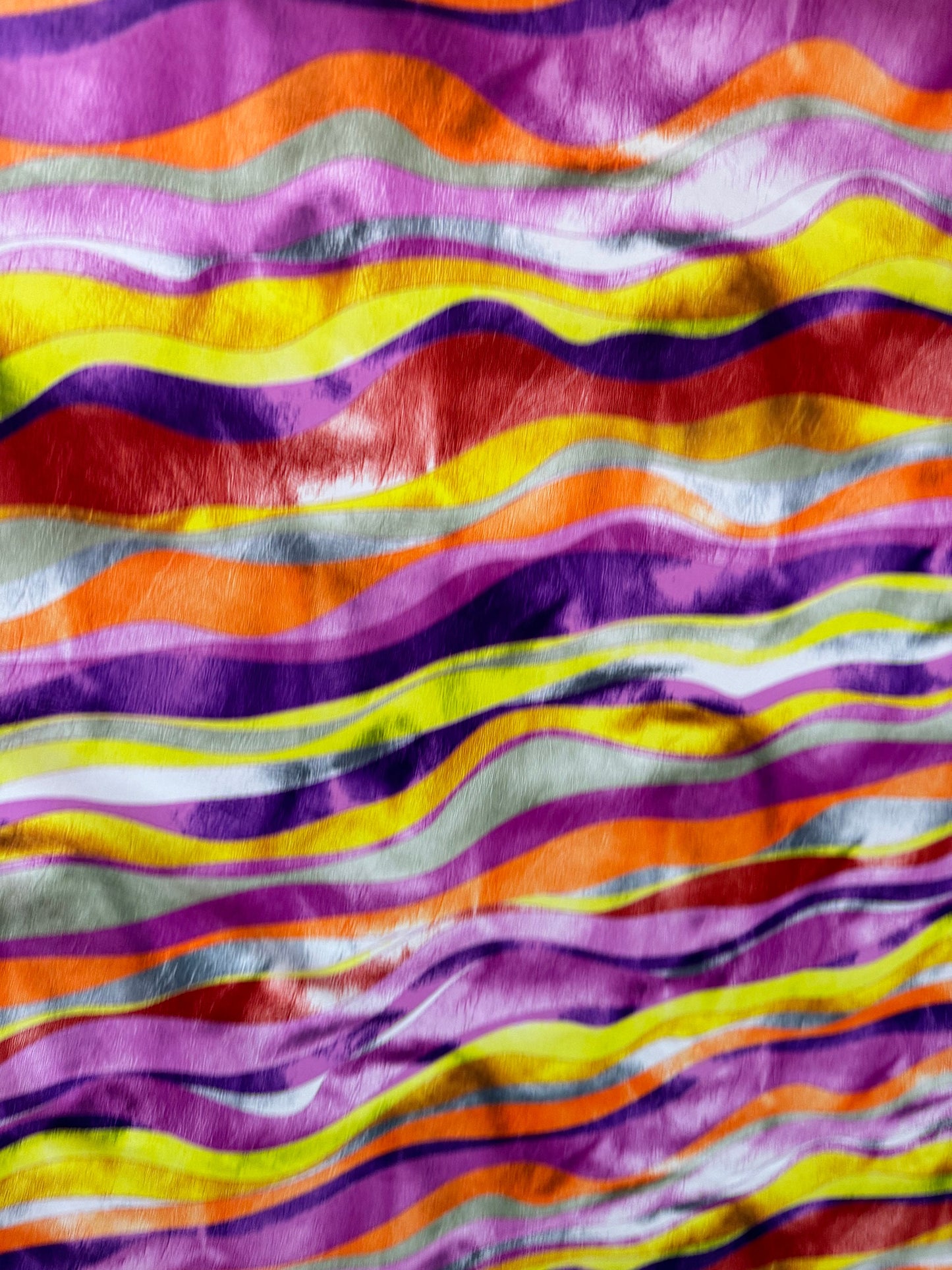 New wavy abstract design multicolor print on great quality of nylon spandex 4-way stretch 58/60”