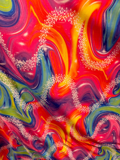 New modern abstract desk multicolor print on great quality of nylon spandex 4-way stretch 58/60”