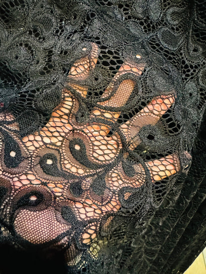 New paisley black stretch lace 4-way stretch 58/60” High quality fabrics by AlexLAFabrics