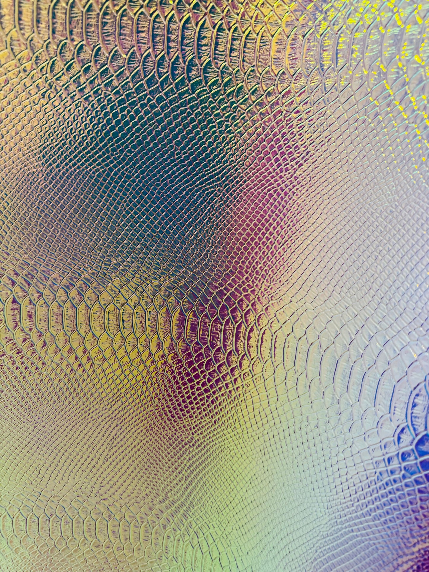 Exotic Alligator design Iridescent metallic vinyl non stretch 58/60”