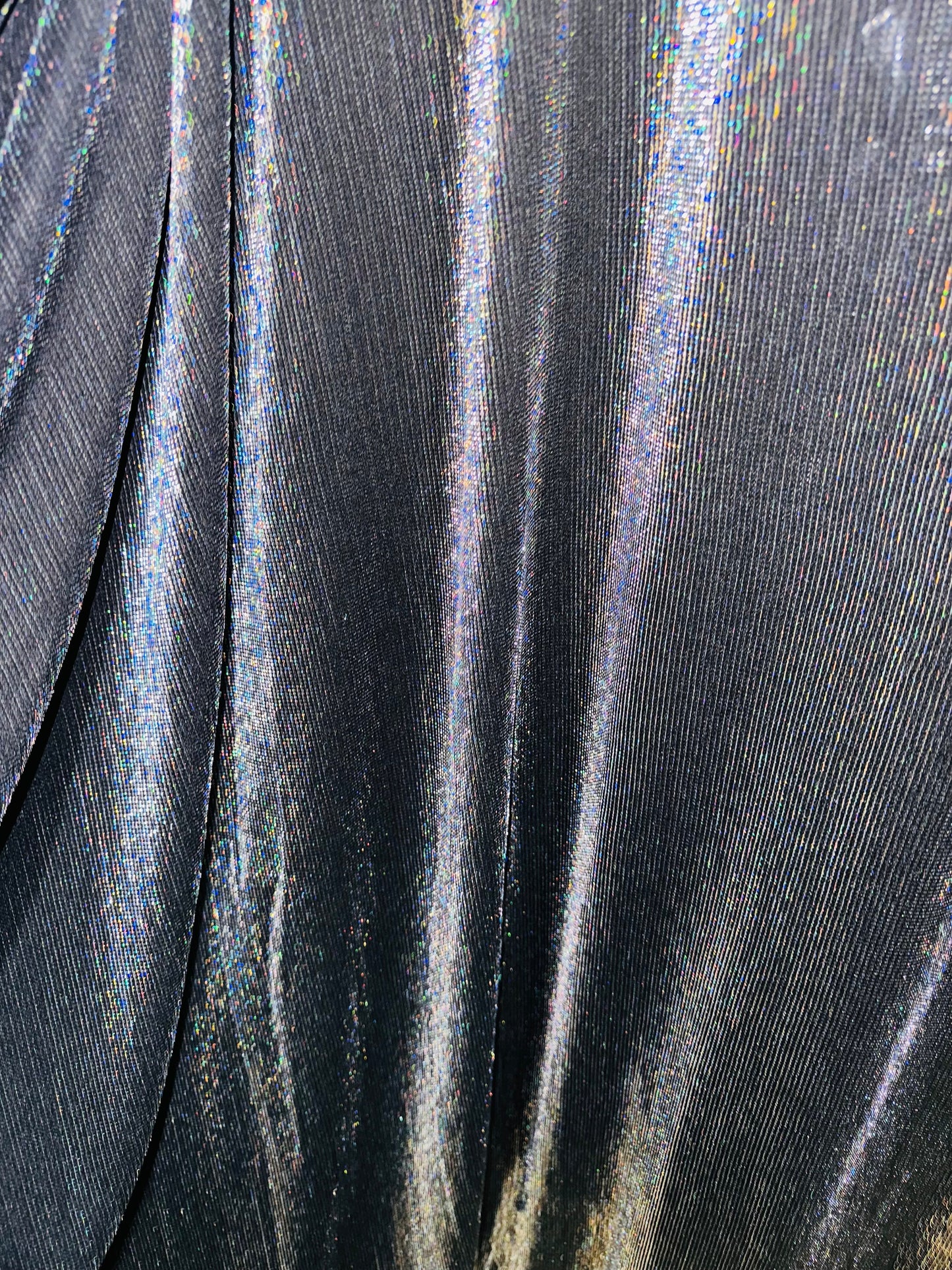 Iridescent Metallic spandex Black/Silver multi  Luxury fabric 4-way stretch 64/65” Sold by the YD. Luxury fabrics by AlexLAFabrics