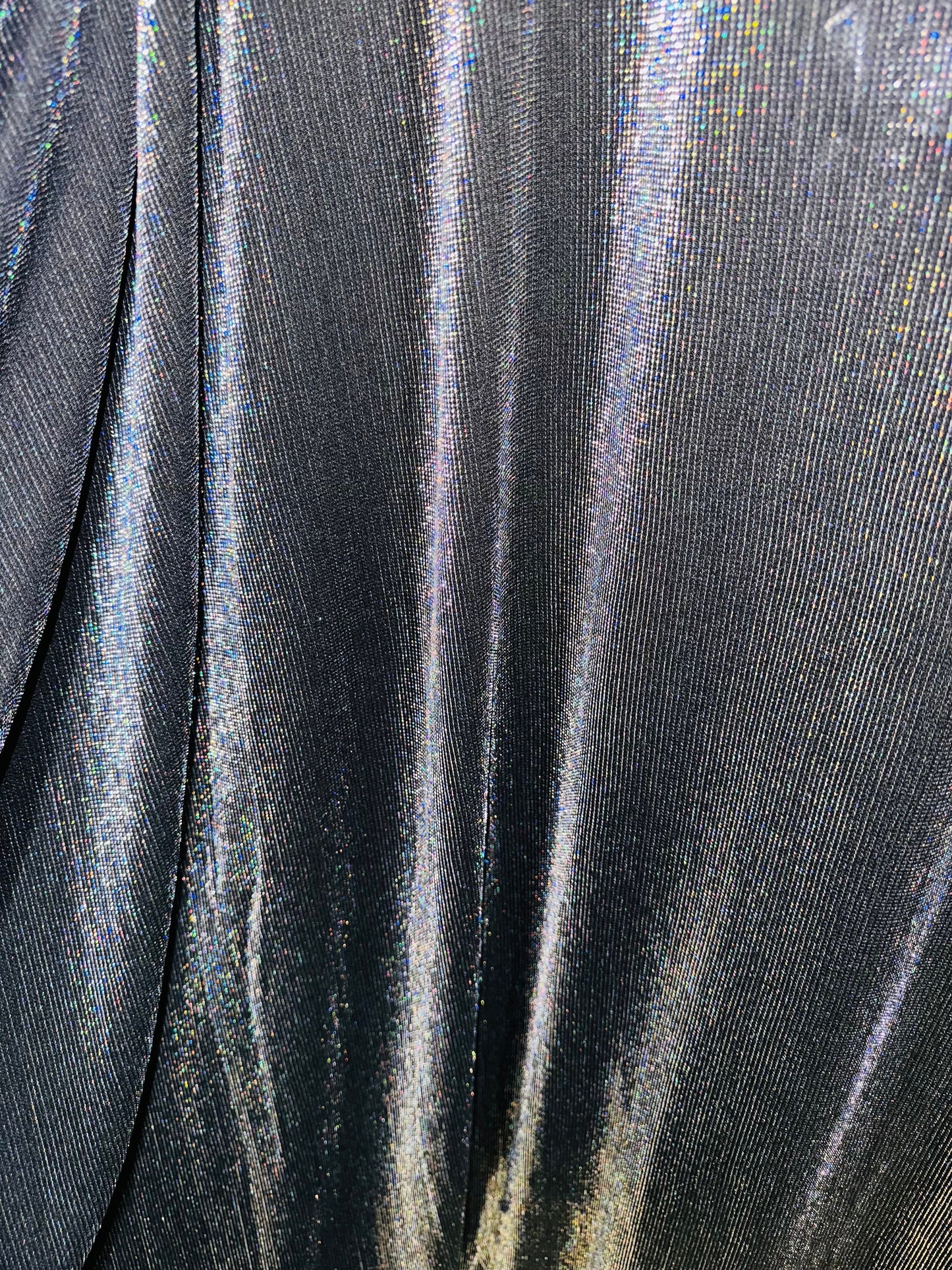 Iridescent Metallic spandex Black/Silver multi  Luxury fabric 4-way stretch 64/65” Sold by the YD. Luxury fabrics by AlexLAFabrics