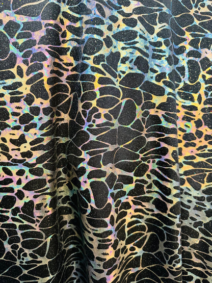 New Spiderweb design Iridescent black metallic nylon spandex 4-way stretch 58/60” High quality fabrics by AlexLAFabrics