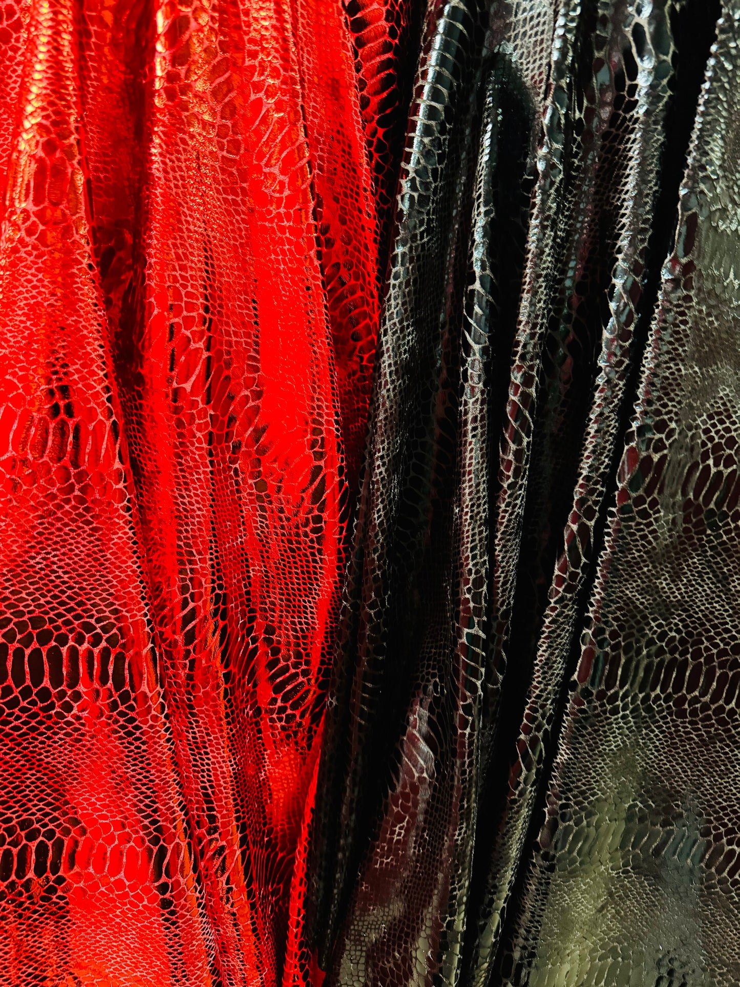Luxury snake skin design metallic stretch velvet 4-way stretch 58/60” Sold by the YD. Ships worldwide from LA