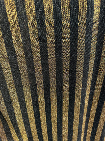 New metallic stripes design black/gold 2-way stretch 58/60” Sold by the YD.