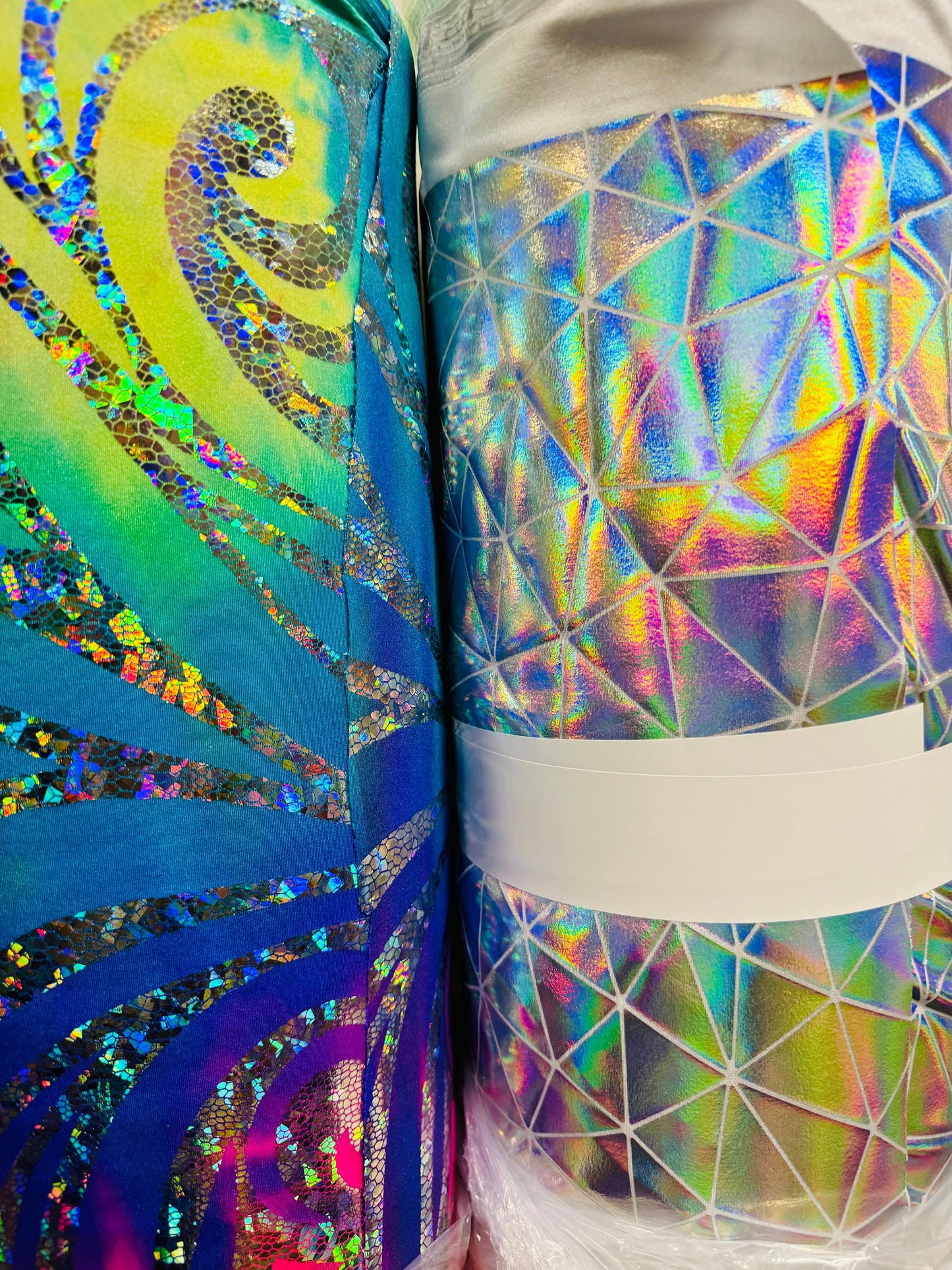 New Holograms metallic nylon spandex 4-way stretch 58/60” High quality fabrics by AlexLAFabrics