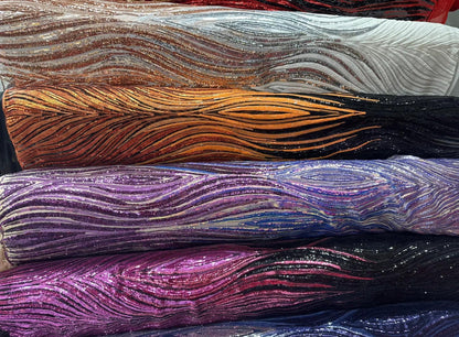 Luxury Paris sequins design cosmic sequins embroidered on power mesh 4-way stretch 55/60” Luxury fabrics by AlexLAFabrics