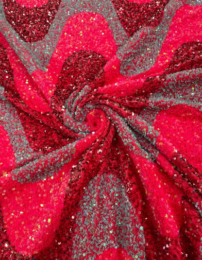 Deluxe wavy sequins multicolor on spandex velvet 4-way stretch 58/60” High quality fabrics by AlexLAFabrics