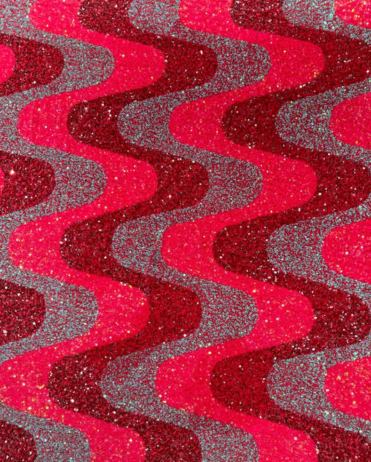 Deluxe wavy sequins multicolor on spandex velvet 4-way stretch 58/60” High quality fabrics by AlexLAFabrics