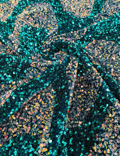 Deluxe wavy sequins on spandex velvet 4-way stretch 58/60” High quality fabrics by AlexLAFabrics