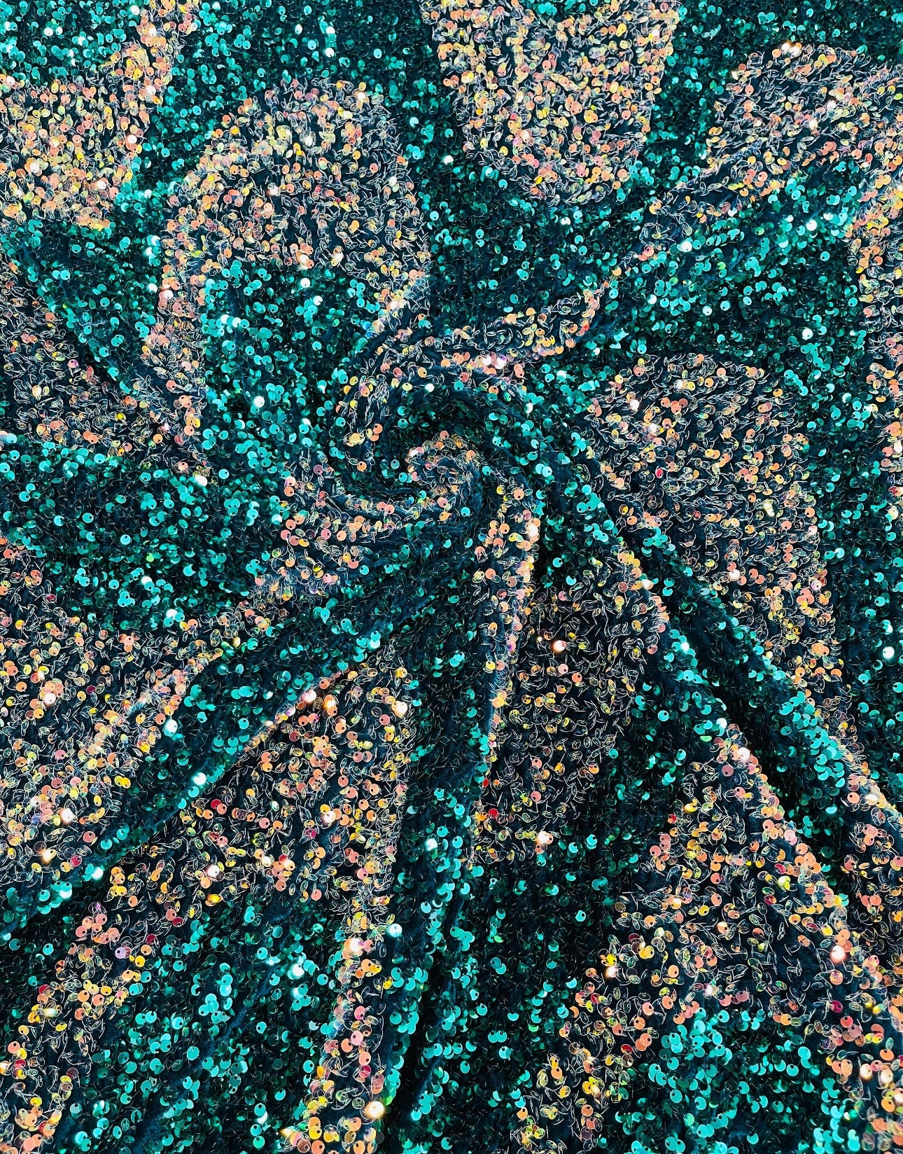 Deluxe wavy sequins on spandex velvet 4-way stretch 58/60” High quality fabrics by AlexLAFabrics