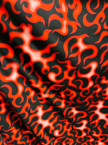 New Flames abstract design Black/Red print on great quality of nylon spandex 4-way stretch 58/60”