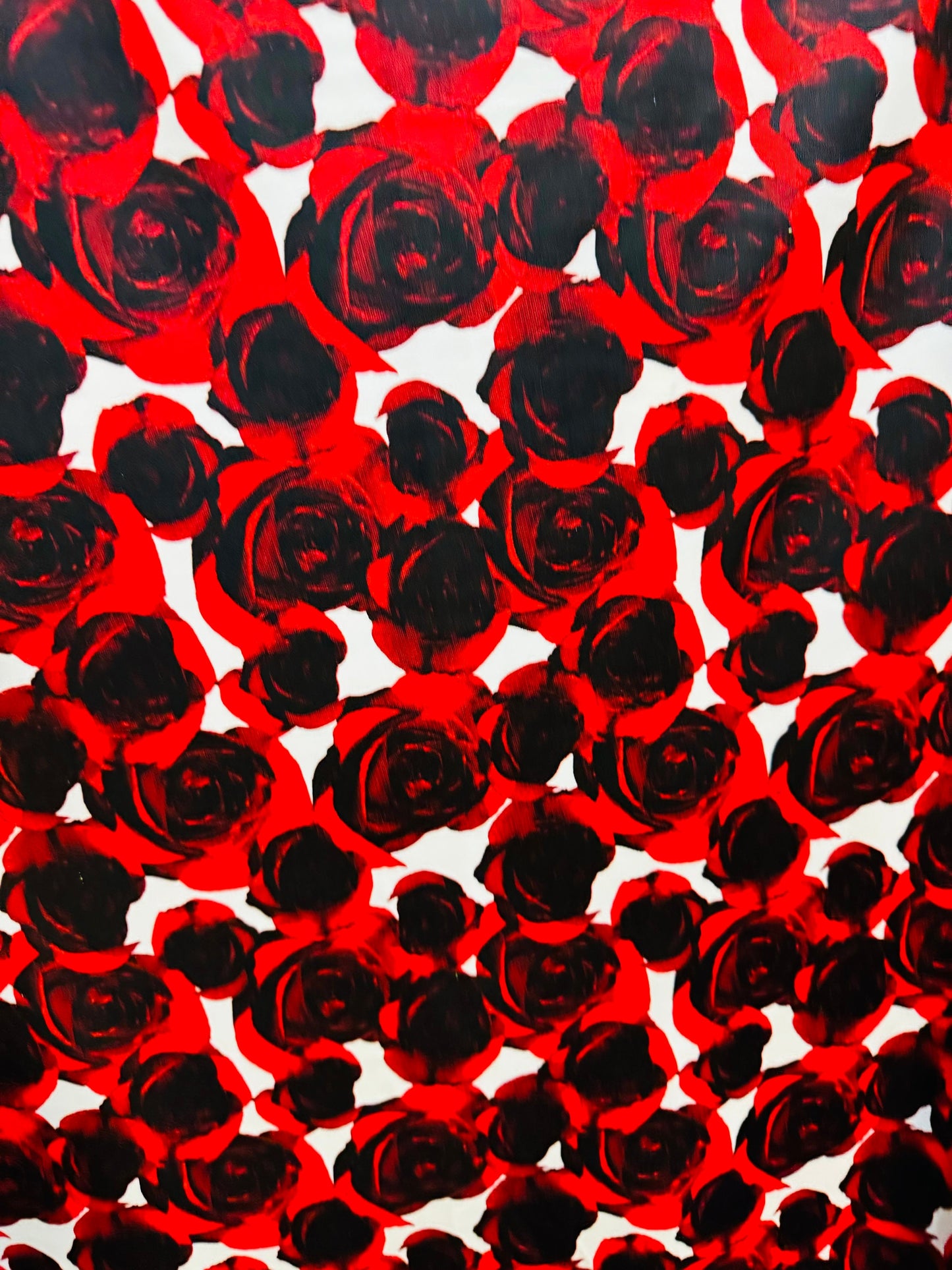 Romantic Roses design Red/White print on best quality of nylon spandex 4-way stretch 58/60”