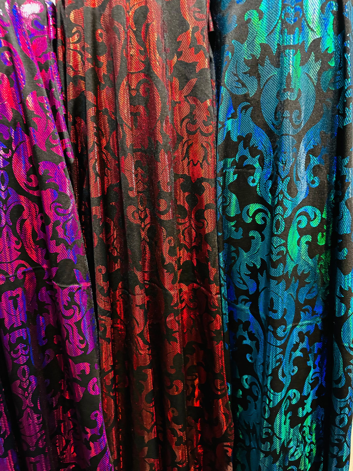 Luxury Damascus design hologram metallic nylon spandex 4-way stretch 58/60” High quality fabrics by AlexLAFabrics