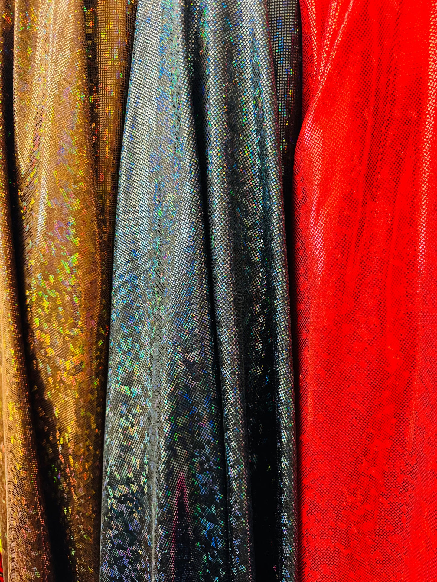 Shattered glass design hologram metallic nylon spandex 4-way stretch best quality in the market 58/60”