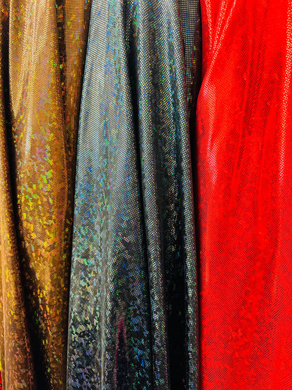 Shattered glass design hologram metallic nylon spandex 4-way stretch best quality in the market 58/60”