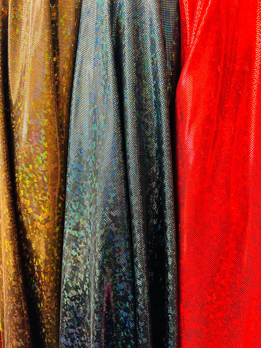 Shattered glass design hologram metallic nylon spandex 4-way stretch best quality in the market 58/60”