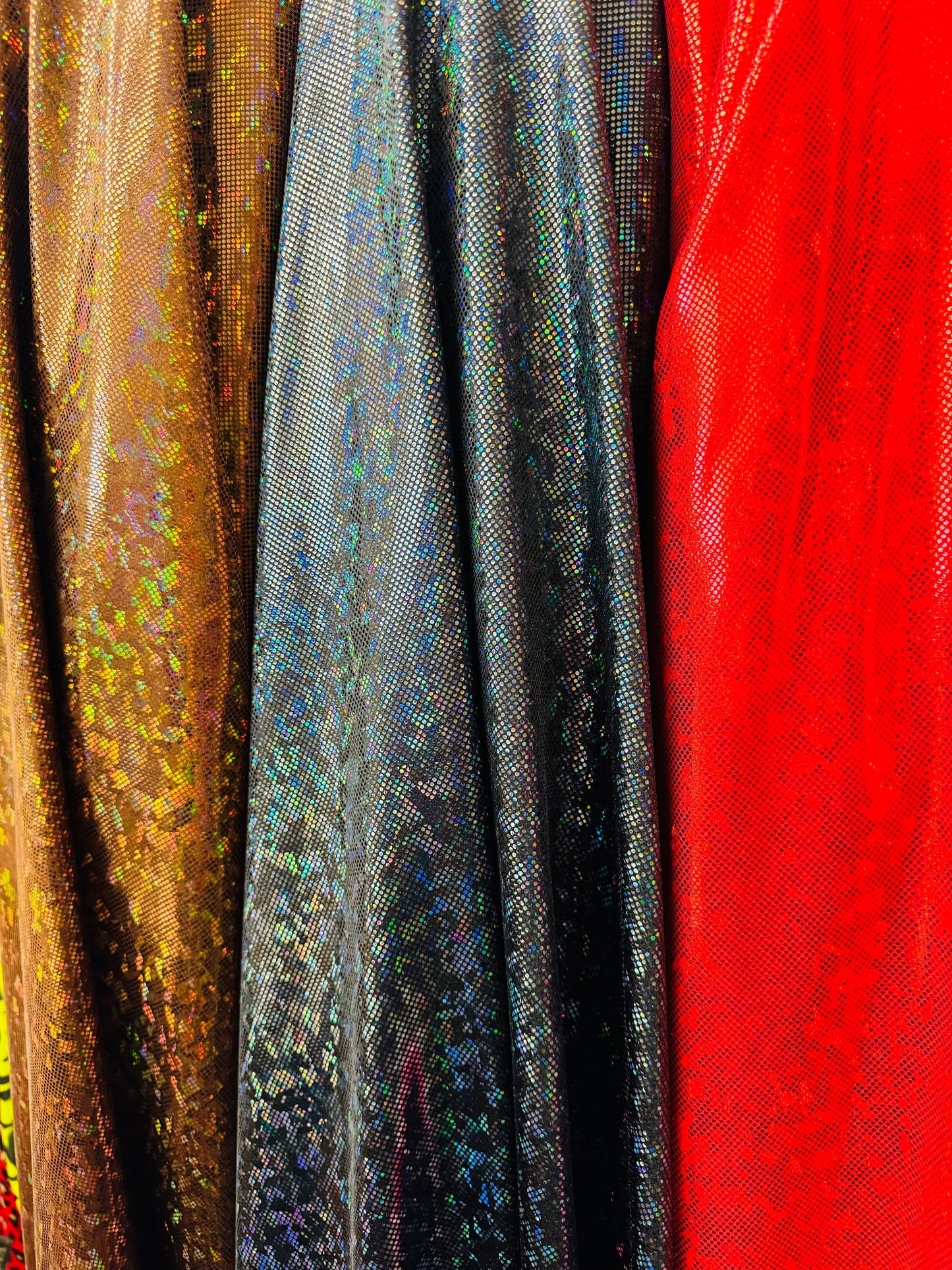Shattered glass design hologram metallic nylon spandex 4-way stretch best quality in the market 58/60”