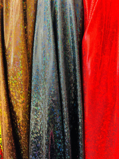 Shattered glass design hologram metallic nylon spandex 4-way stretch best quality in the market 58/60”