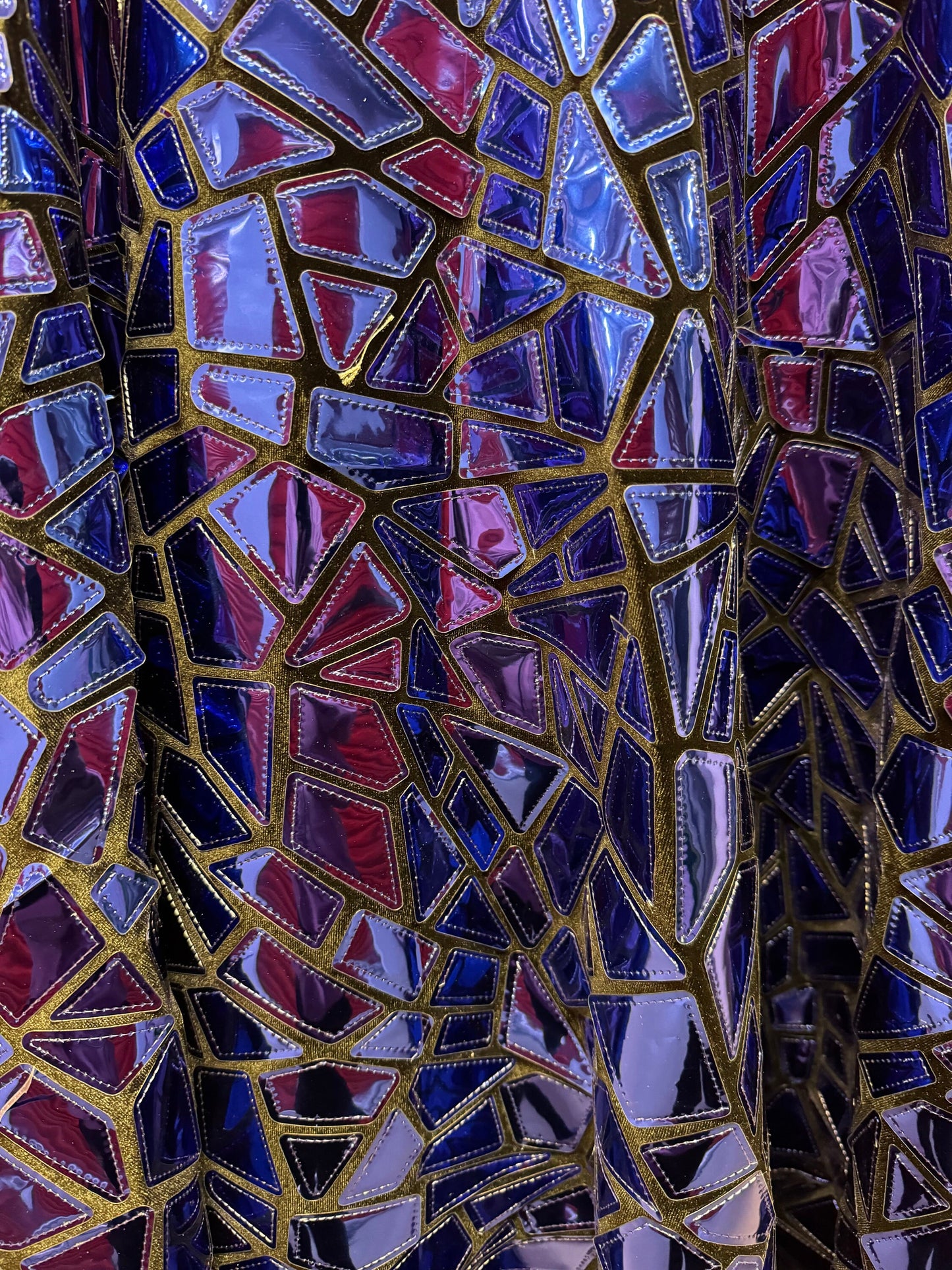 New Luxury shattered glass design metallic royal geometric embroidered on stretch velvet 2-way stretch 58/60”