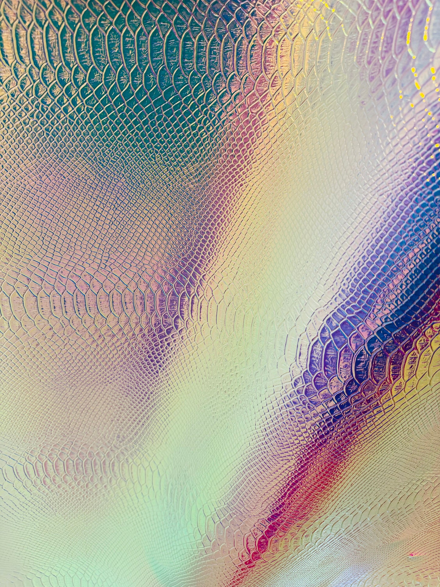 Exotic Alligator design Iridescent metallic vinyl non stretch 58/60”