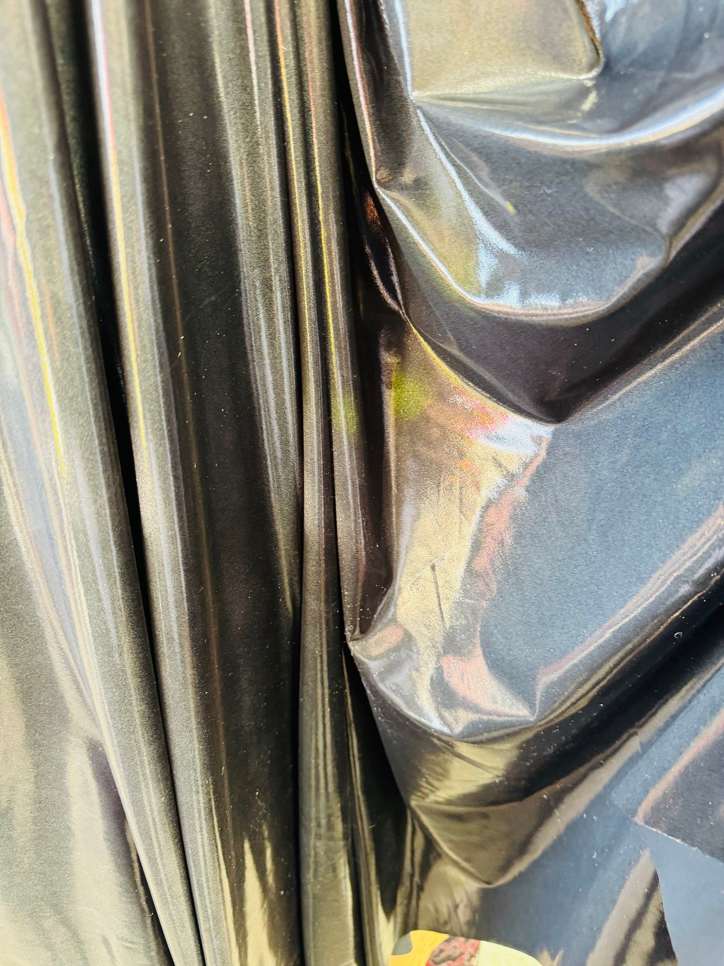 Super shiny all over foil metallic spandex 4-way stretch 58/60” Sold by the YD. Ships worldwide from Los Angeles California USA