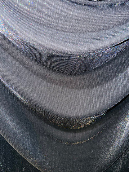 Iridescent Metallic spandex Black/Silver multi  Luxury fabric 4-way stretch 64/65” Sold by the YD. Luxury fabrics by AlexLAFabrics