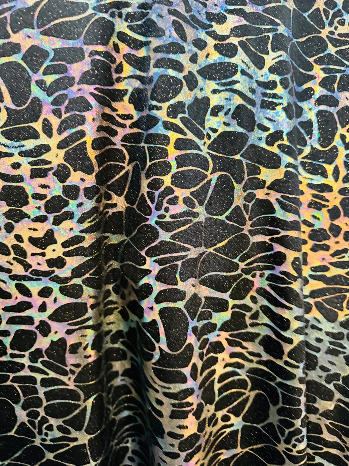 New Spiderweb design Iridescent black metallic nylon spandex 4-way stretch 58/60” High quality fabrics by AlexLAFabrics