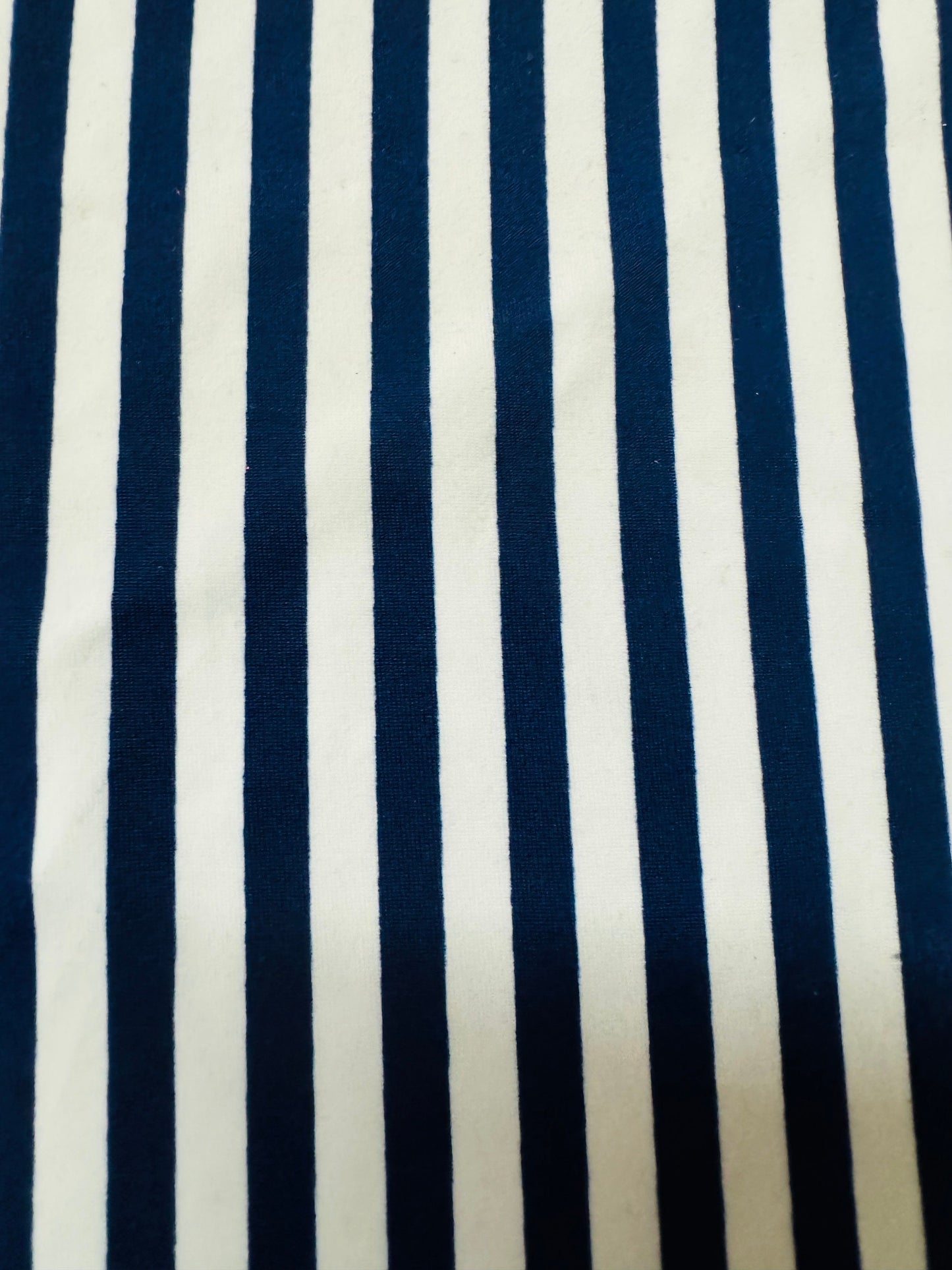 Small stripe navy/white 1/4” size best quality of nylon spandex 4-way stretch 58/60”