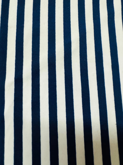 Small stripe navy/white 1/4” size best quality of nylon spandex 4-way stretch 58/60”