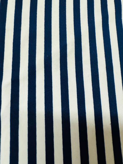 Small stripe navy/white 1/4” size best quality of nylon spandex 4-way stretch 58/60”